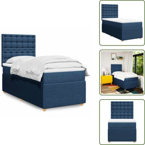 Cama con cabecero - vidaXL Cama box spring con colchón tela azul 80x200 cm - Colchón ensacado