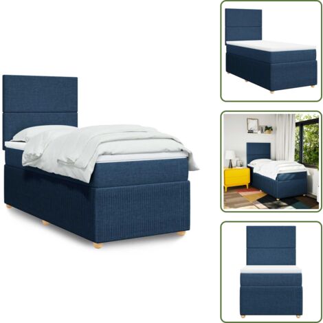 Cama con cabecero - vidaXL Cama box spring con colchón tela azul 80x200 cm - Colchón ensacado