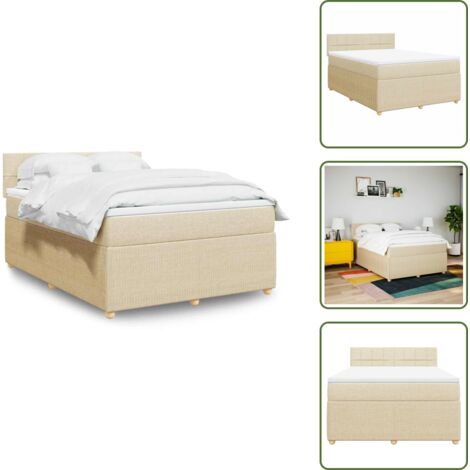 Cama con cabecero - vidaXL Cama box spring con colchón tela color crema 140x200 cm - Colchón ensacado
