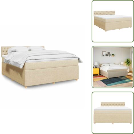 Cama con cabecero - vidaXL Cama box spring con colchón tela color crema 180x200 cm - Colchón ensacado