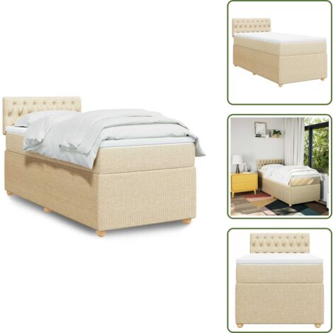 Cama con cabecero - vidaXL Cama box spring con colchón tela color crema 80x200 cm - Colchón ensacado