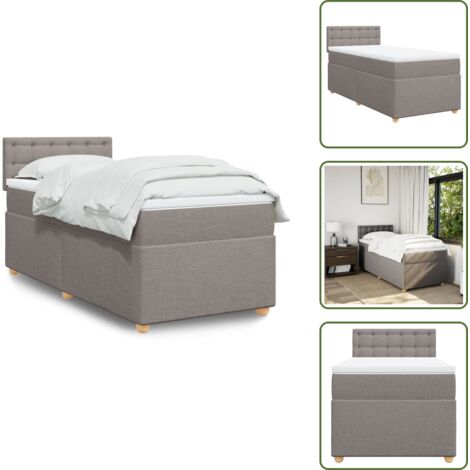 Cama con cabecero - vidaXL Cama box spring con colchón tela gris taupe 80x200 cm - Colchón ensacado