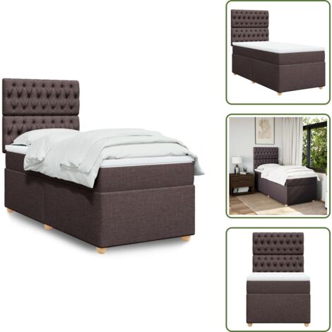 Cama con cabecero - vidaXL Cama box spring con colchón tela marrón oscuro 90x200 cm - Colchón ensacado
