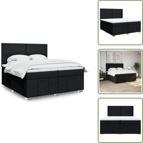 Cama con cabecero - vidaXL Cama box spring con colchón tela negro 200x200 cm - Colchón ensacado