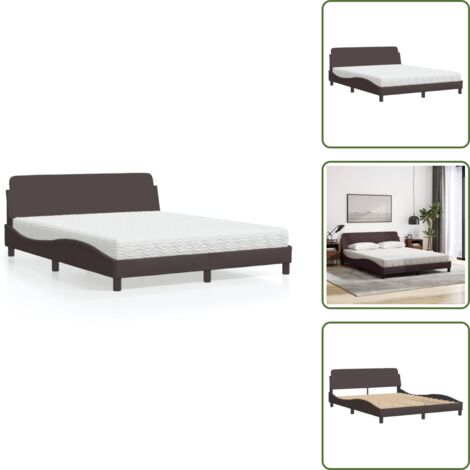 Cama con cabecero - vidaXL Cama con colchón Dover de tela marrón oscuro 160x200 cm - Cama de madera