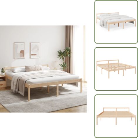 Cama con cabecero - vidaXL Cama para personas mayores madera maciza de pino 200x200 cm - Cama de madera