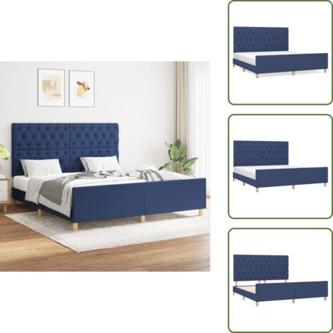 Cama con cabecero - vidaXL Cama sin colchón tela azul 160x200 cm - Cama con patas