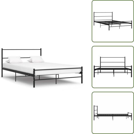 Cama con cabecero - vidaXL Estructura cama con cabecero sin colchón metal negro 140x200 cm - Cama con soporte