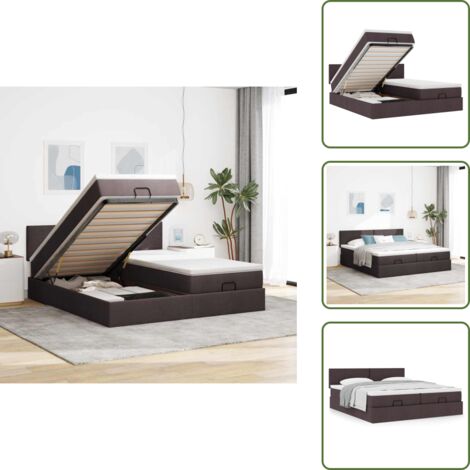 Cama con cabecero - vidaXL Estructura cama otomana colchones tela marrón oscuro 180x200cm - Cama matrimonio
