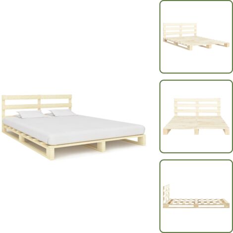 Cama con cabecero - vidaXL Estructura cama palets sin colchón madera maciza pino 160x200cm - Cama de madera maciza