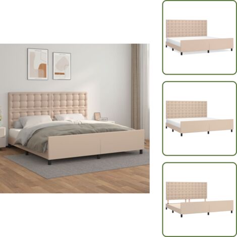 Cama con cabecero - vidaXL Estructura cama sin colchón cuero sintético capuchino 200x200cm - Cama cuero sintético