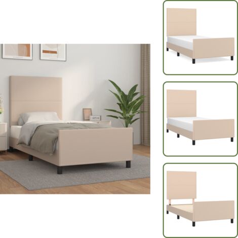 Cama con cabecero - vidaXL Estructura cama sin colchón cuero sintético capuchino 90x190 cm - Cama cuero sintético