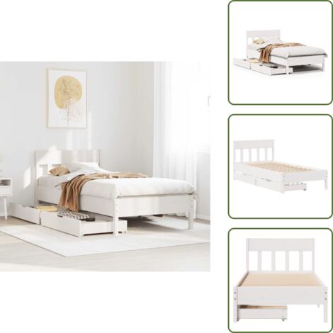 Cama con cabecero - vidaXL Estructura cama sin colchón madera maciza pino blanca 100x200cm - Cama de pino