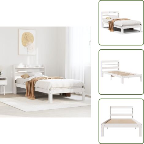 Cama con cabecero - vidaXL Estructura de cama con cabecero sin colchón blanco 100x200 cm - Estructura de cama