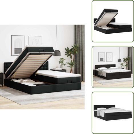 Cama con cabecero - vidaXL Estructura de cama otomana con colchones cuero sintético negro - Cama matrimonio