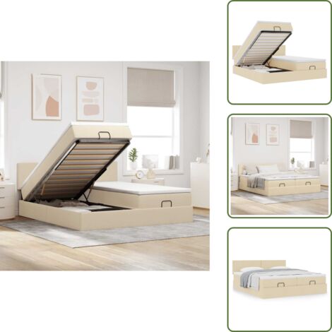 Cama con cabecero - vidaXL Estructura de cama otomana con colchones tela crema 180x200cm - Cama matrimonio