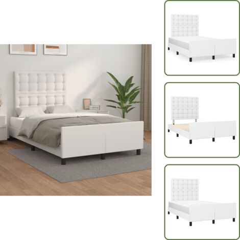 Cama con cabecero - vidaXL Estructura de cama sin colchón cuero sintético blanco 120x190cm - Cama de cuero sintético