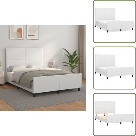 Cama con cabecero - vidaXL Estructura de cama sin colchón cuero sintético blanco 140x190cm - Cama de cuero sintético