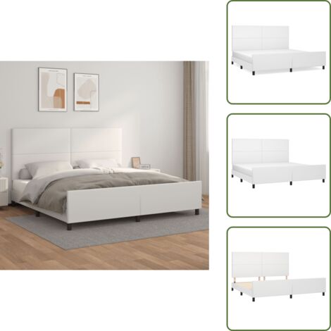 Cama con cabecero - vidaXL Estructura de cama sin colchón cuero sintético blanco 200x200cm - Cama de cuero sintético