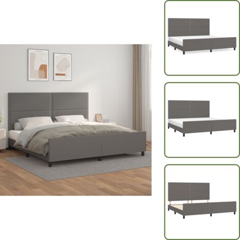 Cama con cabecero - vidaXL Estructura de cama sin colchón cuero sintético gris 200x200 cm - Cama gris