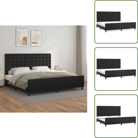 Cama con cabecero - vidaXL Estructura de cama sin colchón cuero sintético negro 200x200 cm - Cama de cuero sintético
