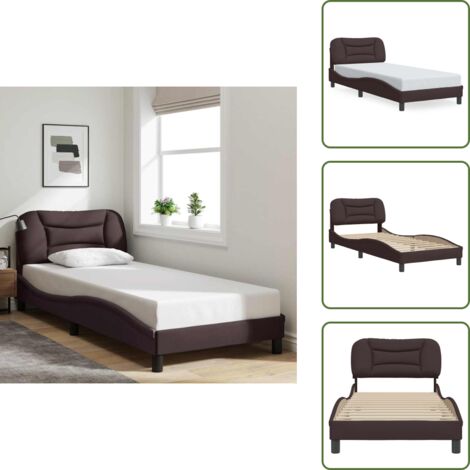 Cama con cabecero - vidaXL Estructura de cama sin colchón Hvar tela marrón oscuro 90x190 cm - Cama Hvar