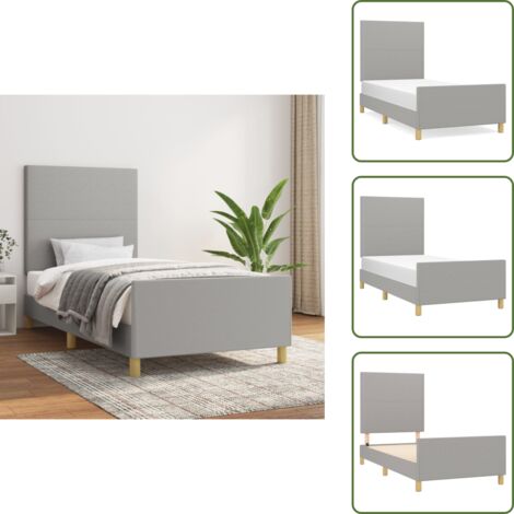 Cama con cabecero - vidaXL Estructura de cama sin colchón tela gris claro 90x200 cm - Cama gris claro