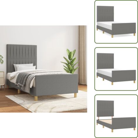 Cama con cabecero - vidaXL Estructura de cama sin colchón tela gris oscuro 90x200 cm - Cama gris oscuro