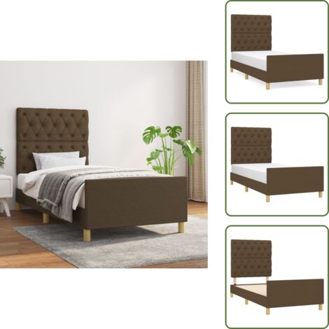 Cama con cabecero - vidaXL Estructura de cama sin colchón tela marrón oscuro 80x200 cm - Cama de tela