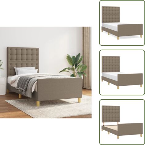 Cama con cabecero - vidaXL Estructura de cama sin colchón tela taupe 90x200 cm - Cama de tela