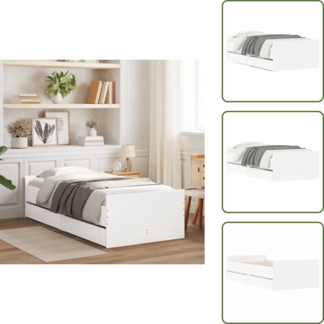Cama con cajones blanco - vidaXL Estructura de cama con cajones blanco 90x200 cm - Cama de madera