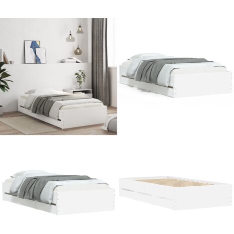 Cama con cajones madera de ingeniería blanca 190x190 cm - Cama de madera - Cama con cajones de madera