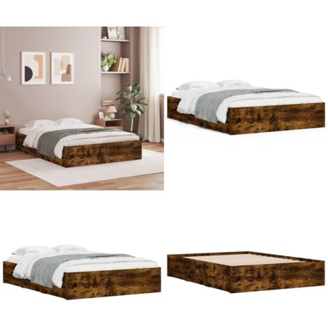 Cama con cajones madera de ingeniería roble ahumado 120x190 cm - Cama de madera - Cama de ingeniería