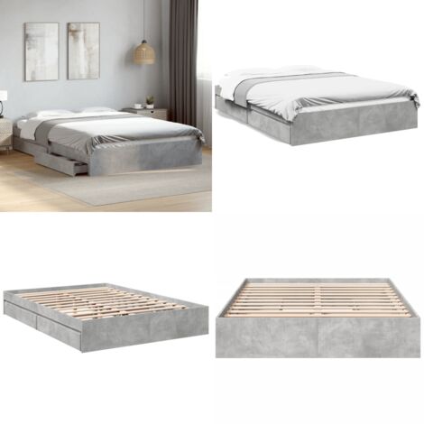 Cama con cajones madera ingeniería gris hormigón 150x200 cm - Cama de madera - Cama de ingeniería