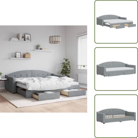 Cama con cajones - vidaXL Sofá cama nido con cajones tela gris claro 90x200 cm - Almacenamiento