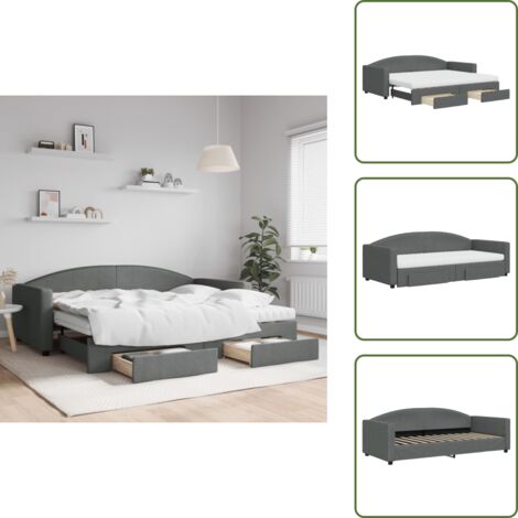 Cama con cajones - vidaXL Sofá cama nido con cajones tela gris oscuro 90x200 cm - Almacenamiento