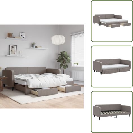 Cama con cajones - vidaXL Sofá cama nido con cajones tela gris taupe 90x200 cm - Almacenamiento