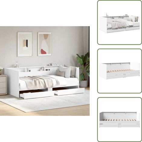 Cama con cajones y ruedas - vidaXL Sofá cama con cajones sin colchón blanco 100x200 cm - Sofá cama con estructura de madera
