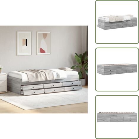 Cama con cajones y ruedas - vidaXL Sofá cama con cajones sin colchón gris Sonoma 75x190 cm - Sofá cama gris Sonoma