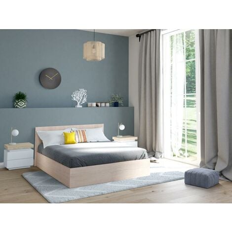 Canapé Abatible Storage Bed, What The Sleep, Tapa 3D, Montaje y Retirada  Usado Incluido, 2 esquinas Redondeadas, Alta Durabilidad, Natural 180x190