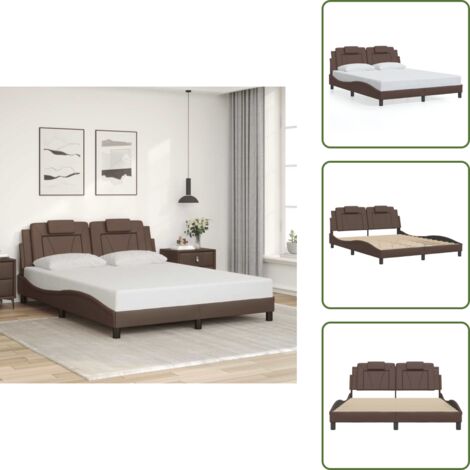 Cama con cojín - vidaXL Estructura de cama Viana sin colchón cuero sintético marrón 160x200cm - Cama de cuero sintético