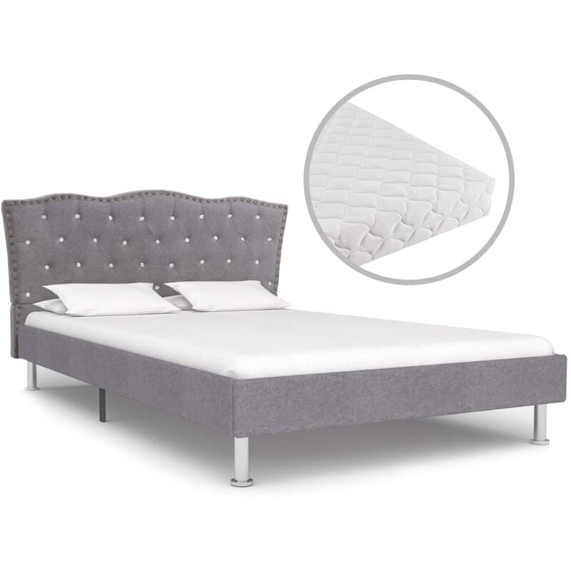 

Cama con colchón tela gris claro 140x200 cm - Gris