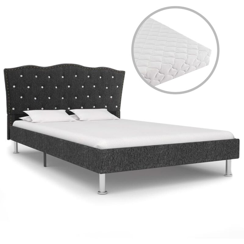 

Cama con colchón tela gris oscuro 140x200 cm - Gris