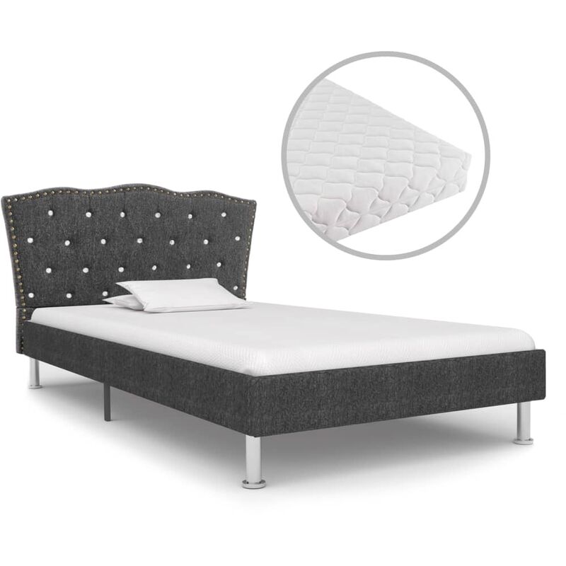 

Cama con colchón tela gris oscuro 90x200 cm - Gris