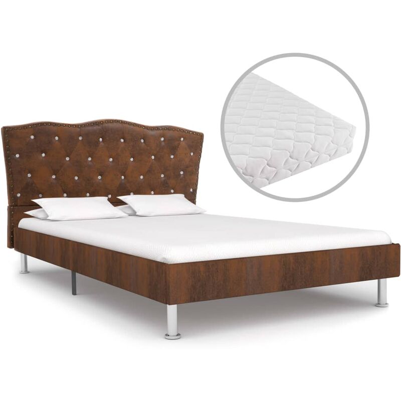 

Cama con colchón tela marrón 120x200 cm - Marrón
