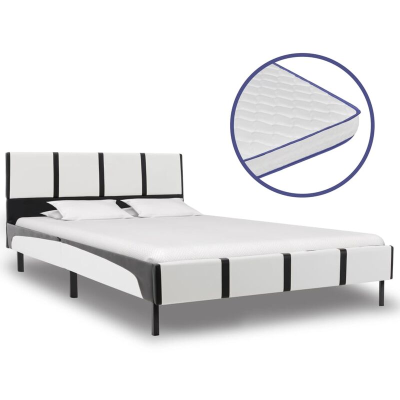 

Cama con colchón viscoelástico cuero sintético 140x200 cm - Blanco