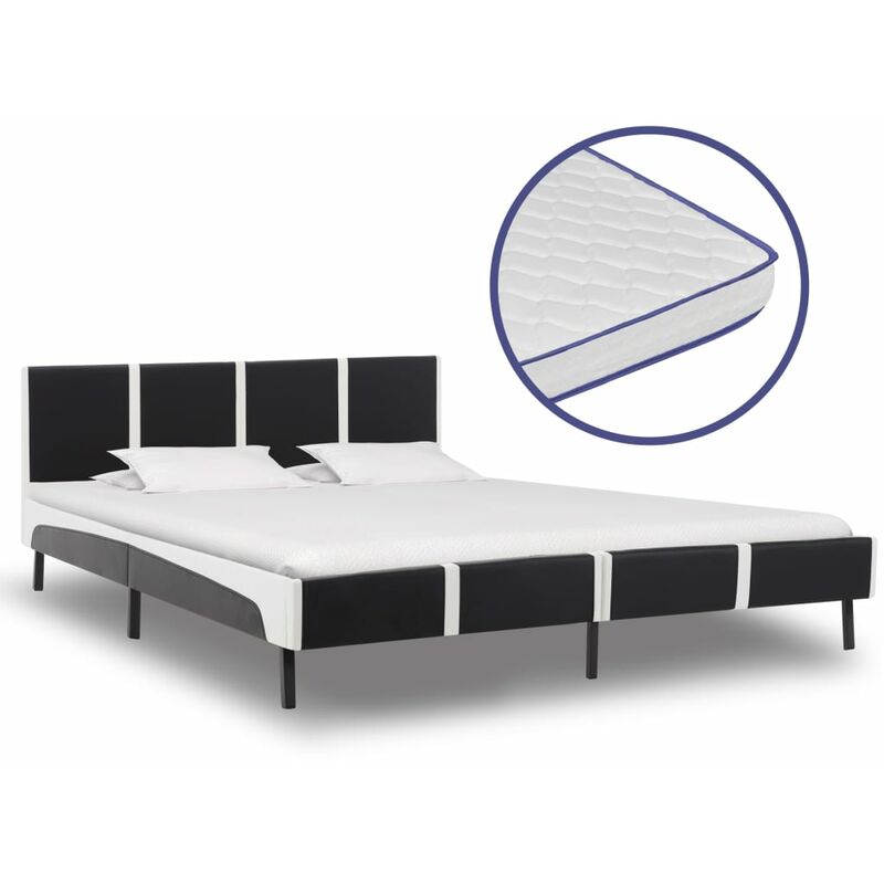 

Cama con colchón viscoelástico cuero sintético 160x200 cm - Negro