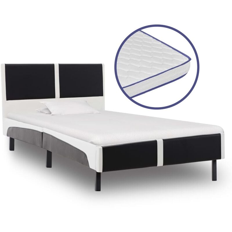 

Cama con colchón viscoelástico cuero sintético 90x200 cm - Negro