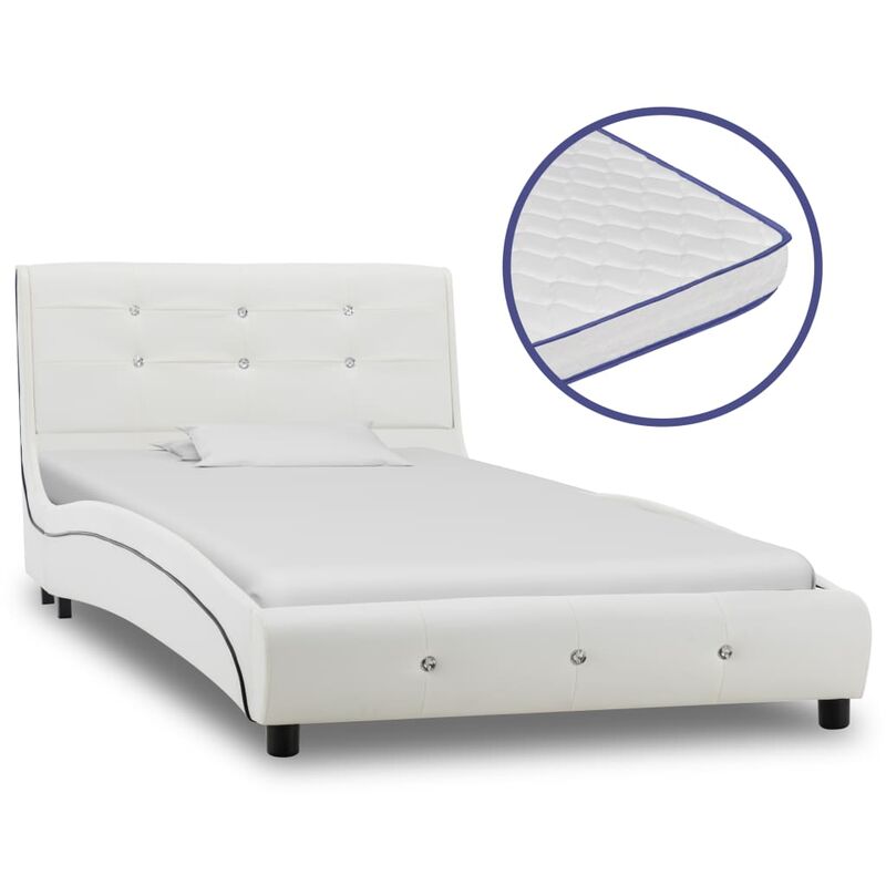 

Cama con colchón viscoelástico cuero sintético blanco 90x200 cm - Blanco