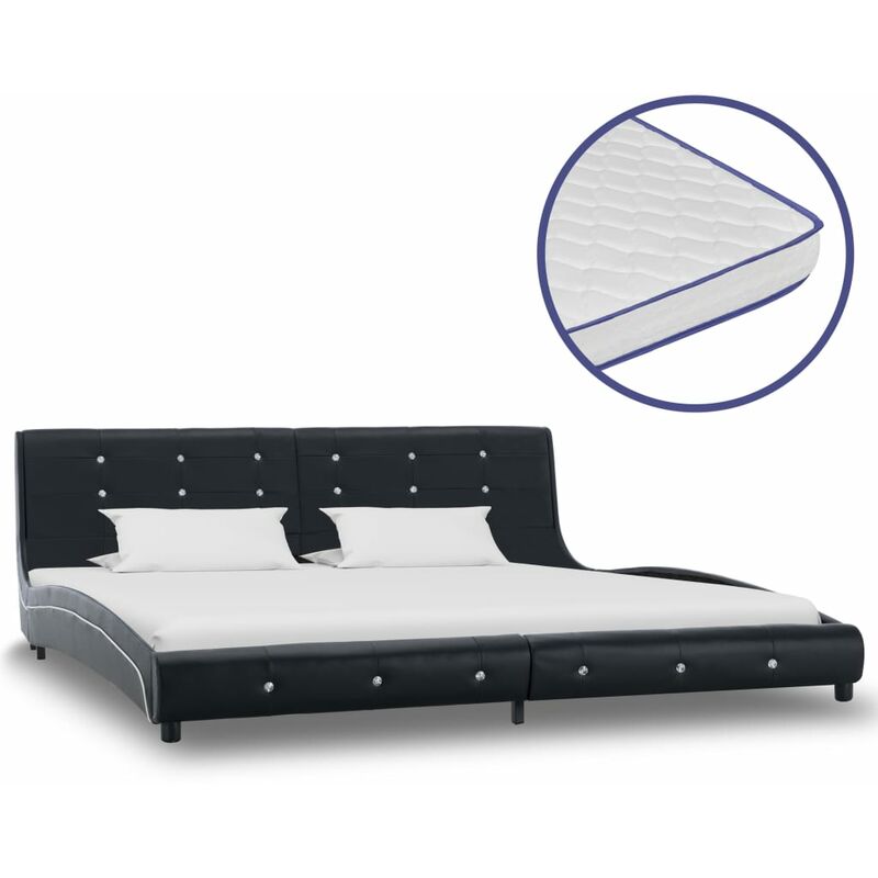 

Cama con colchón viscoelástico cuero sintético negro 180x200 cm - Negro